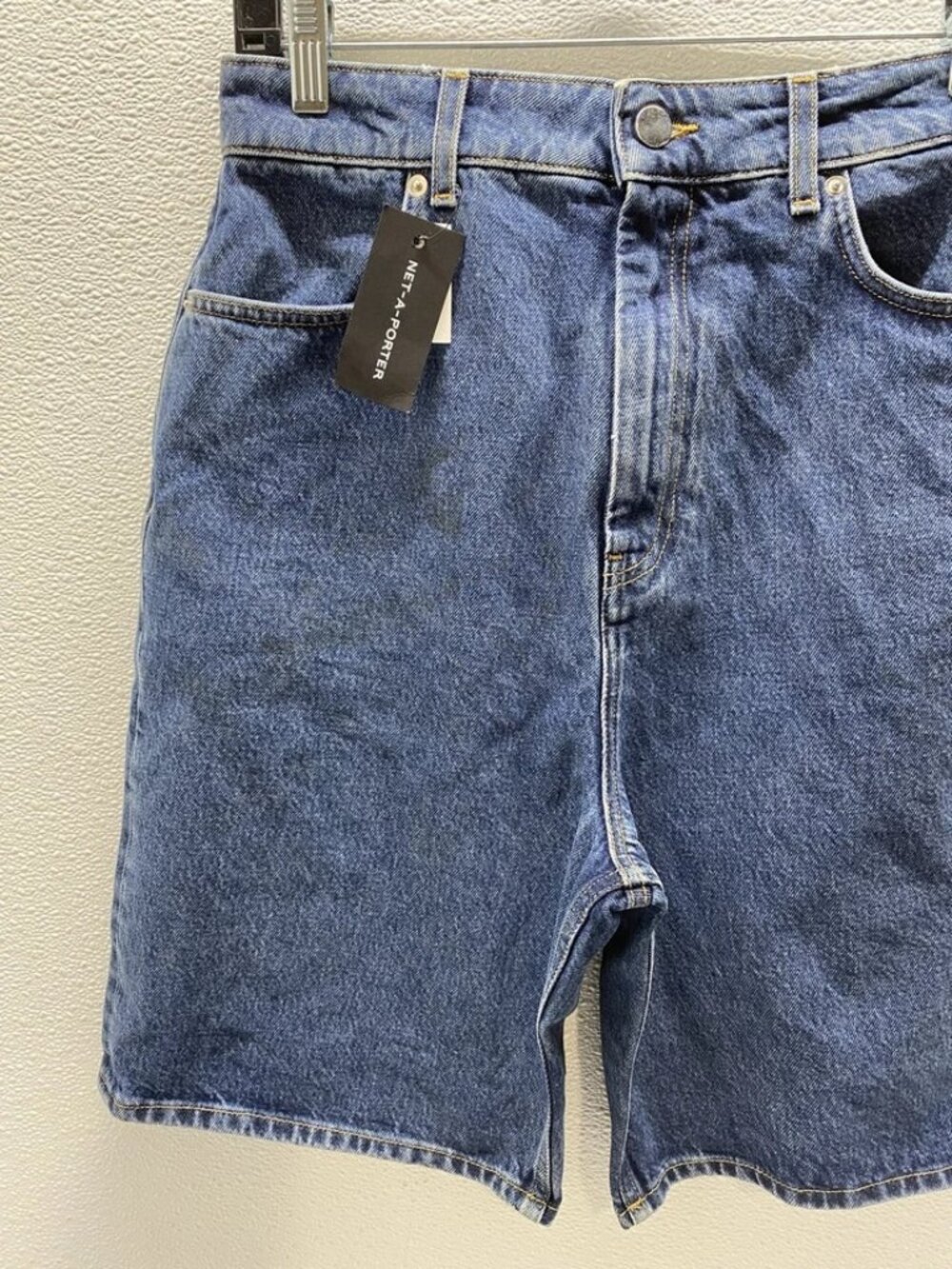LouLou Studio Womens Cute Bermuda Long Denim Shorts Size 26 x 9 Medium Blue - Picture 1 of 6